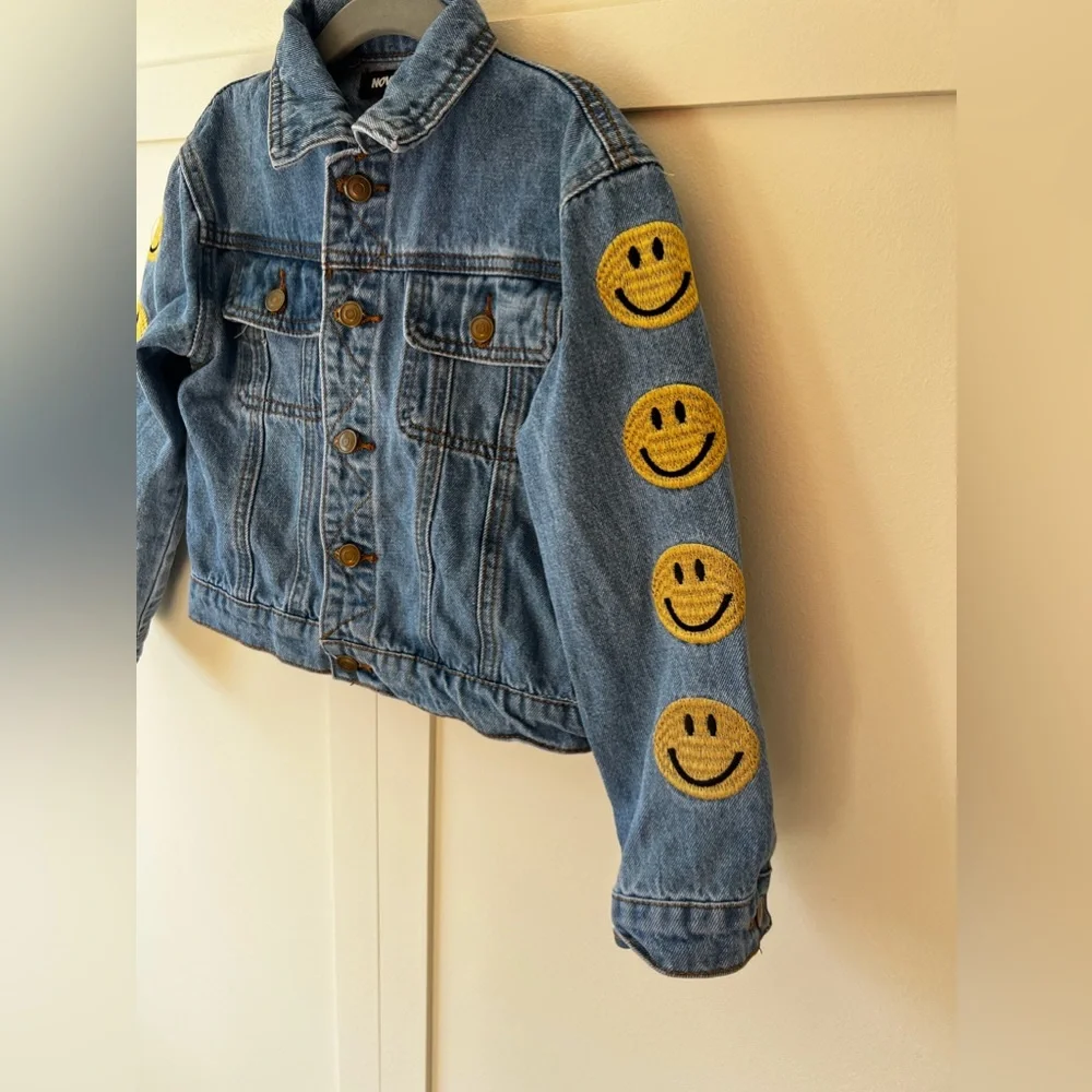 Fashion Nova Kids‎ Toddler Girl Smiley Face Jean Denim Jacket Size 4
